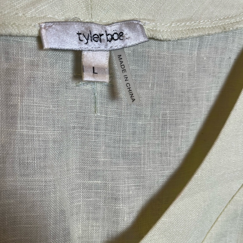 Tyler Boe Lime Yellow Linen Tunic Top L XL - Picture 3 of 9